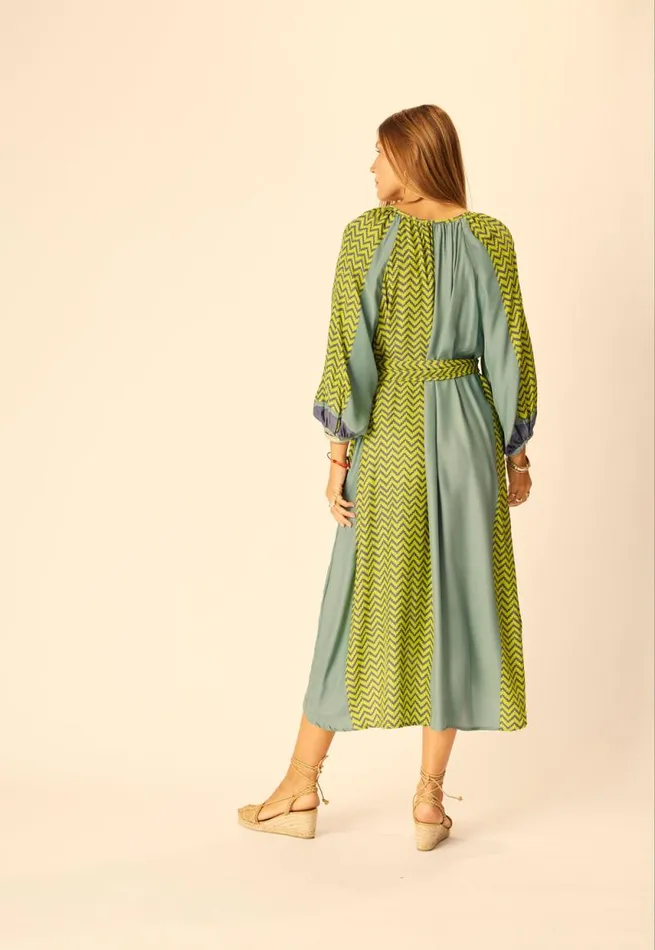 Dresses Shop Natalie Martin ALEX MIDI Block Zigzag Lime