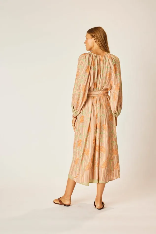 Dresses Shop Natalie Martin ALEX MIDI DRESS WITH SASH Chamomile Apricot