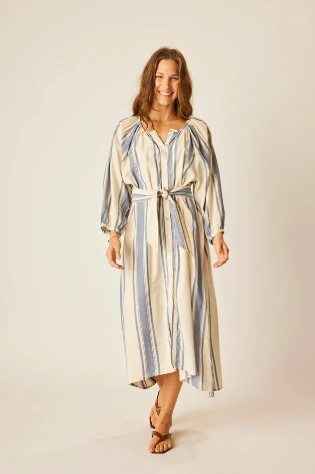 Dresses Shop Natalie Martin ALEX MIDI French Stripe Blue