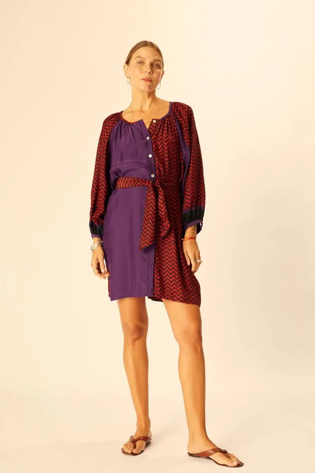 Dresses Shop Natalie Martin ALEX SHORT DRESS Petite Fleur Aubergine