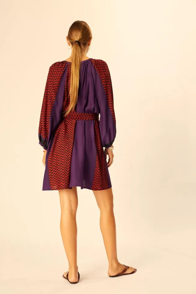 Dresses Shop Natalie Martin ALEX SHORT DRESS Petite Fleur Aubergine