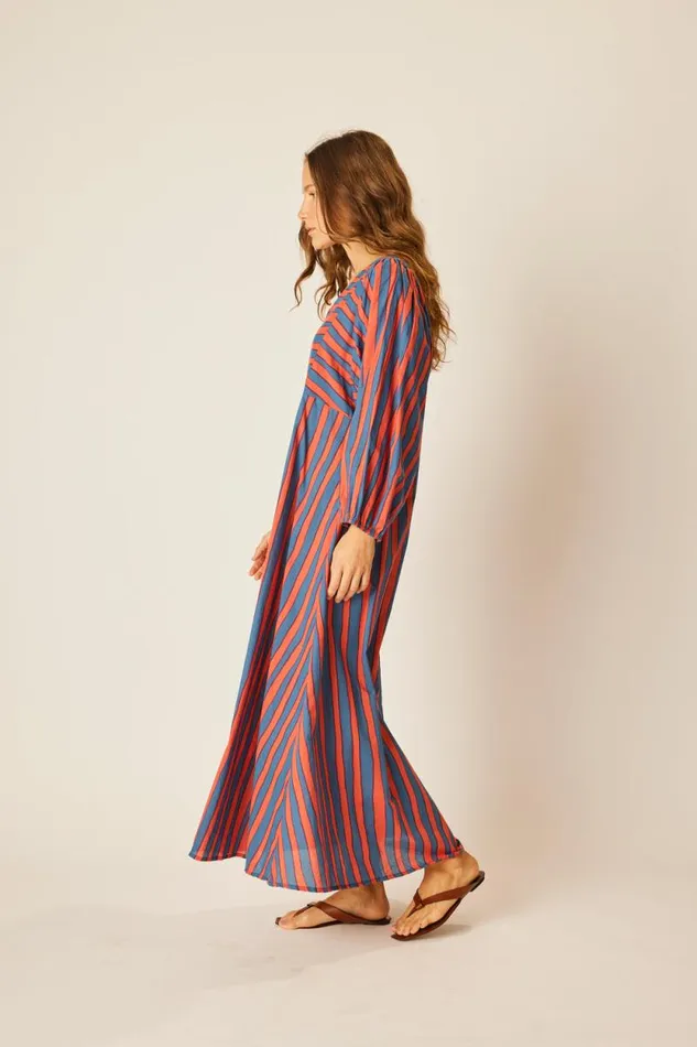 Dresses Shop Natalie Martin ALICE DRESS Batik Stripe Blood Orange