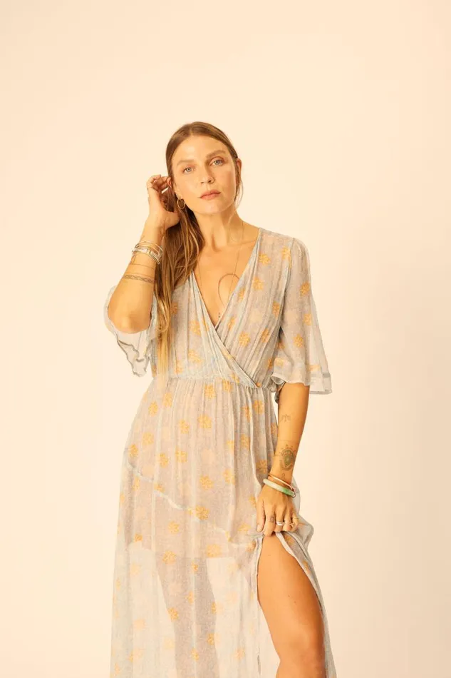 Dresses Shop Natalie Martin COCO MAXI Snowflake Tangerine