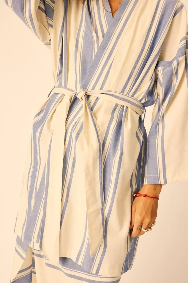 Dresses Shop Natalie Martin DIANE SHORT ROBE French Stripe Blue