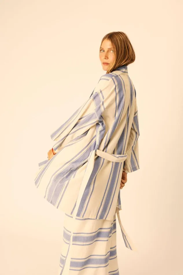 Dresses Shop Natalie Martin DIANE SHORT ROBE French Stripe Blue