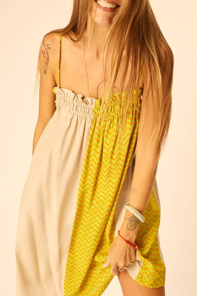 Dresses Shop Natalie Martin DONNA DRESS Block Zigzag Tangerine