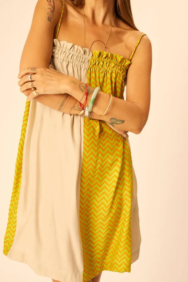 Dresses Shop Natalie Martin DONNA DRESS Block Zigzag Tangerine