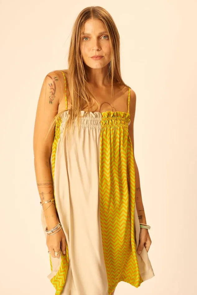 Dresses Shop Natalie Martin DONNA DRESS Block Zigzag Tangerine