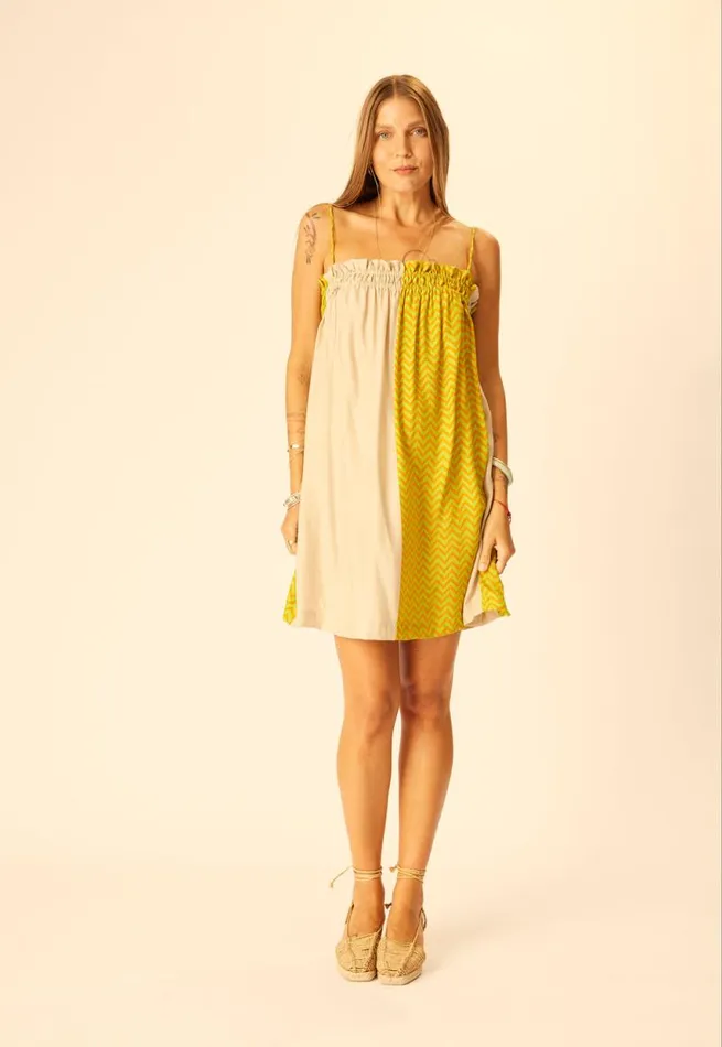 Dresses Shop Natalie Martin DONNA DRESS Block Zigzag Tangerine