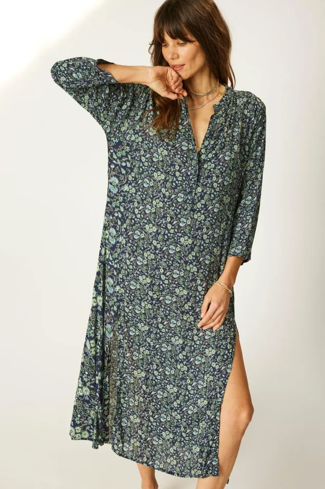 Dresses Shop Natalie Martin ISOBEL DRESS Petite Fleur Marine