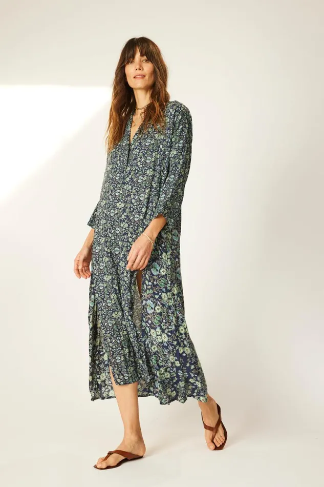 Dresses Shop Natalie Martin ISOBEL DRESS Petite Fleur Marine