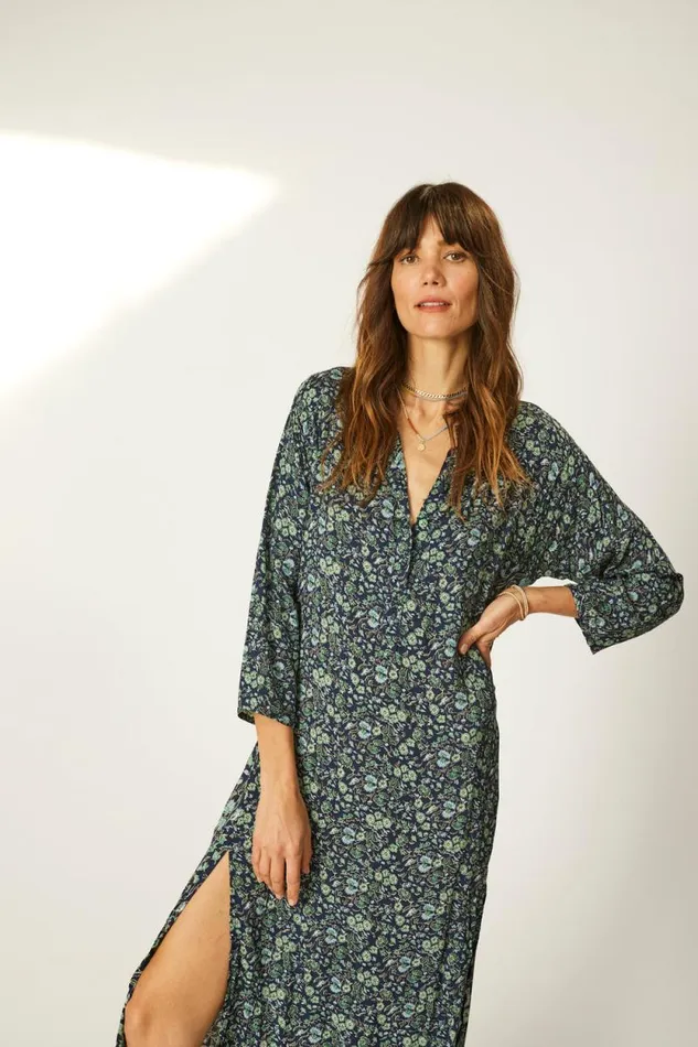 Dresses Shop Natalie Martin ISOBEL DRESS Petite Fleur Marine