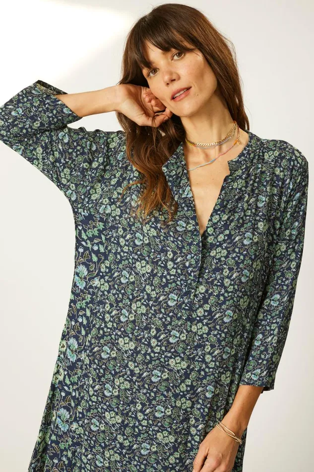 Dresses Shop Natalie Martin ISOBEL DRESS Petite Fleur Marine