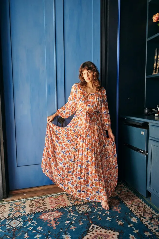Dresses Shop Natalie Martin LAINEY DRESS WITH SASH Chiffon Watercolor Clem