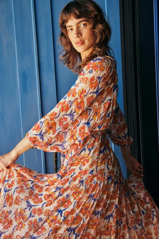 Dresses Shop Natalie Martin LAINEY DRESS WITH SASH Chiffon Watercolor Clem