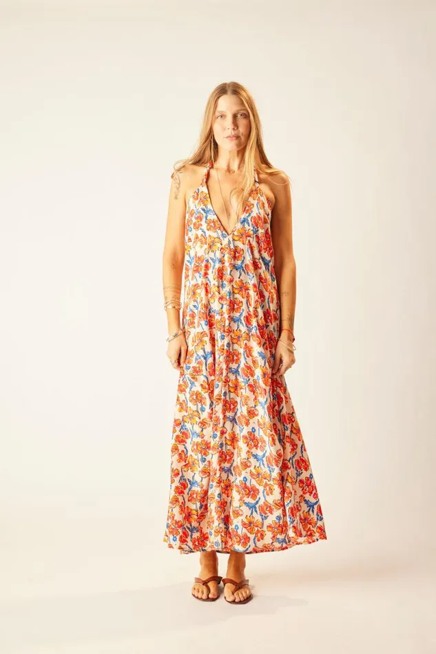 Dresses Shop Natalie Martin LOLA DRESS Silk Watercolor Clementine