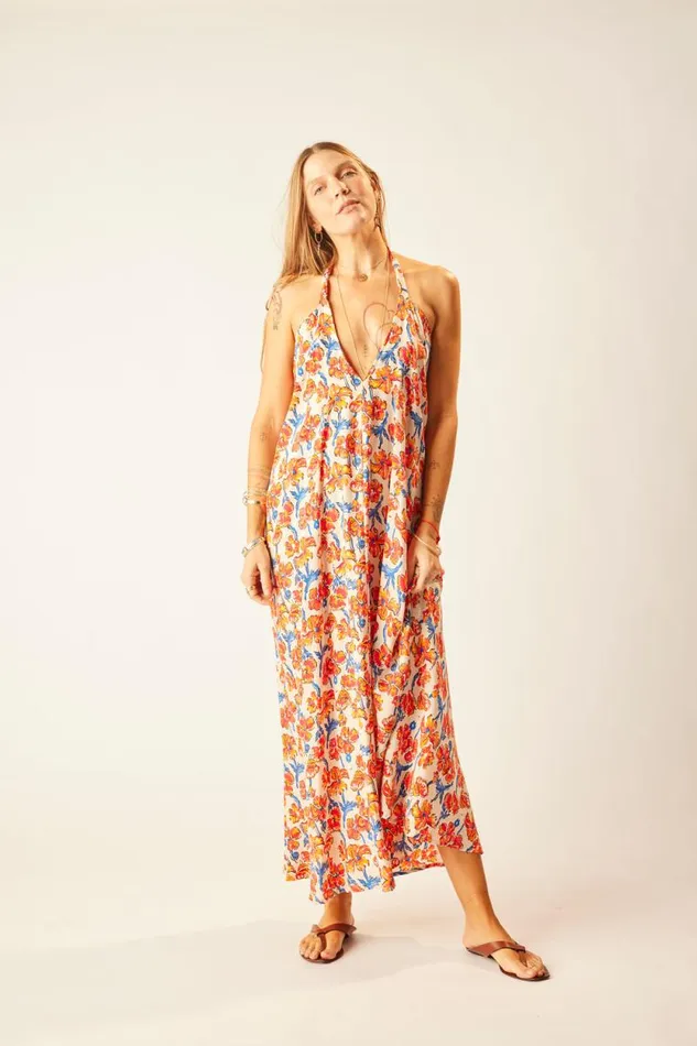 Dresses Shop Natalie Martin LOLA DRESS Silk Watercolor Clementine