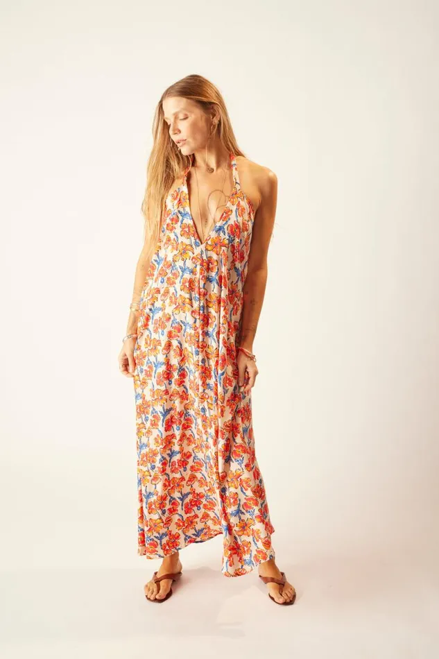 Dresses Shop Natalie Martin LOLA DRESS Silk Watercolor Clementine