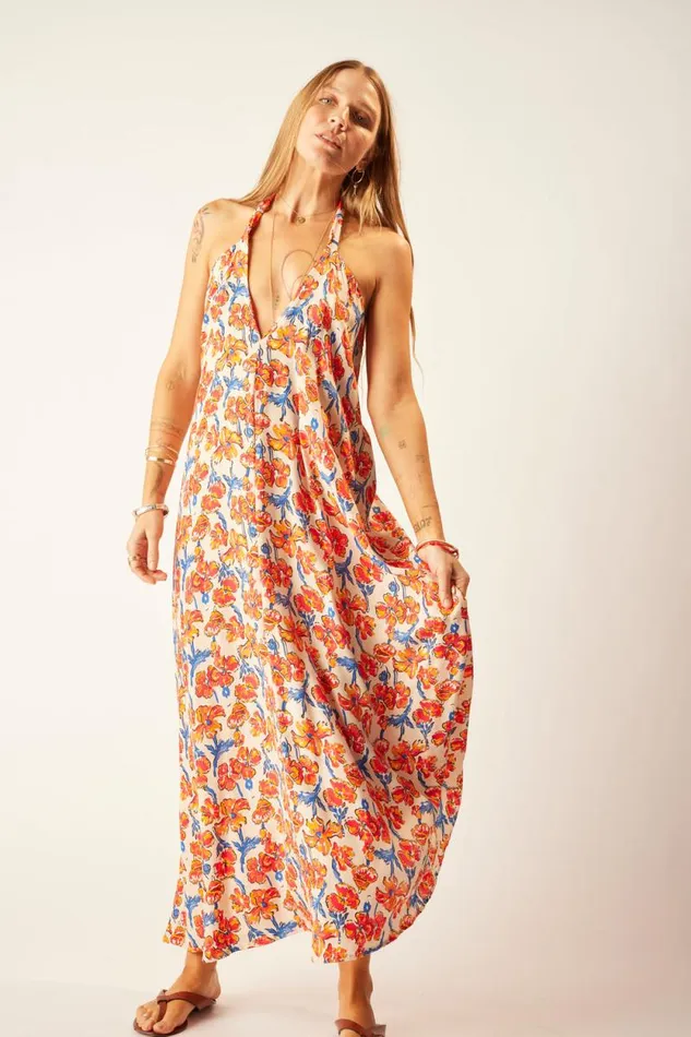 Dresses Shop Natalie Martin LOLA DRESS Silk Watercolor Clementine
