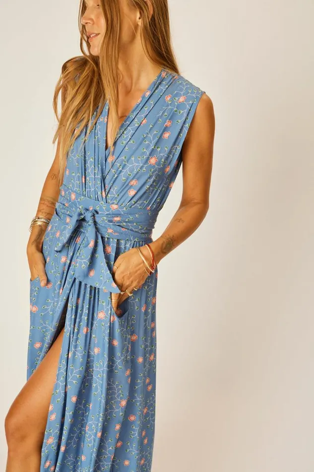 Dresses Shop Natalie Martin NICO SLEEVELESS DRESS Pinwheel Denim