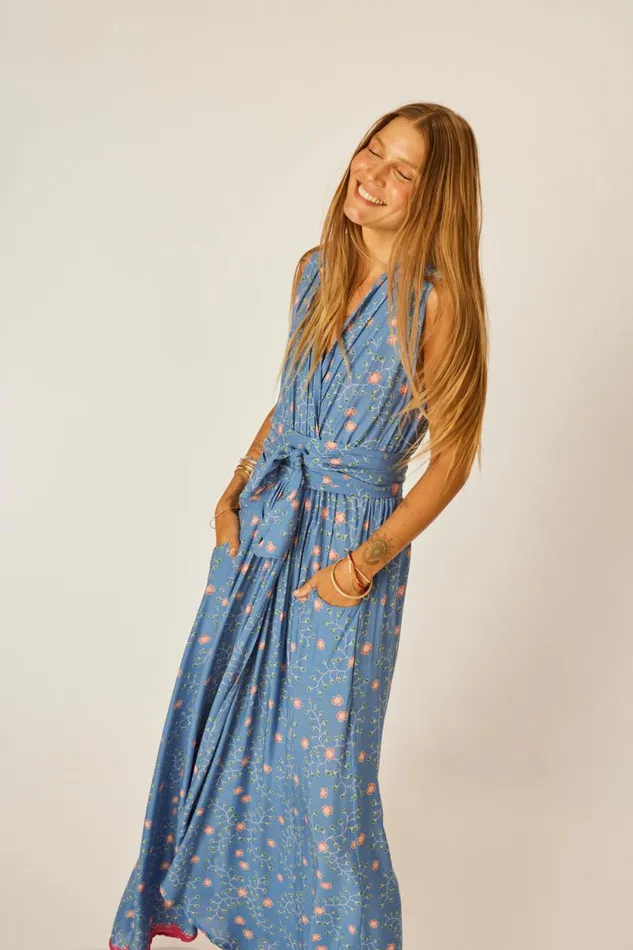 Dresses Shop Natalie Martin NICO SLEEVELESS DRESS Pinwheel Denim