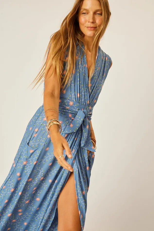 Dresses Shop Natalie Martin NICO SLEEVELESS DRESS Pinwheel Denim
