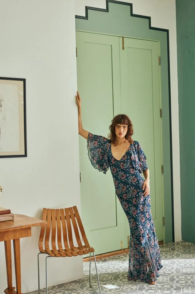 Dresses Shop Natalie Martin RAMYA DRESS Vintage Flowers Indigo