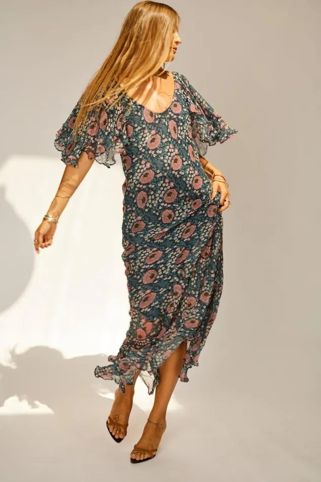 Dresses Shop Natalie Martin RAMYA DRESS Vintage Flowers Indigo