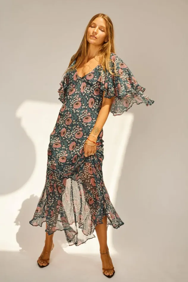Dresses Shop Natalie Martin RAMYA DRESS Vintage Flowers Indigo