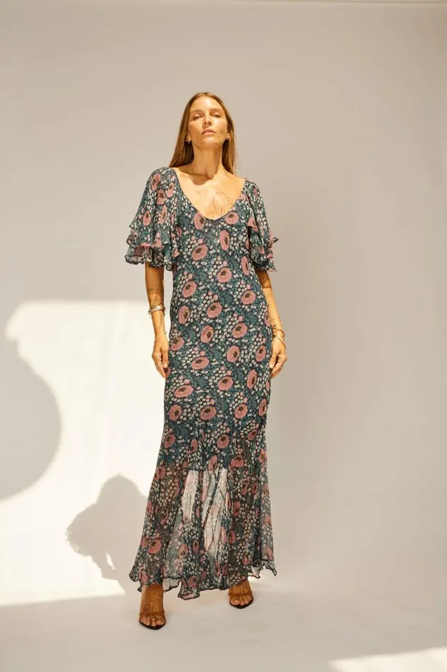 Dresses Shop Natalie Martin RAMYA DRESS Vintage Flowers Indigo