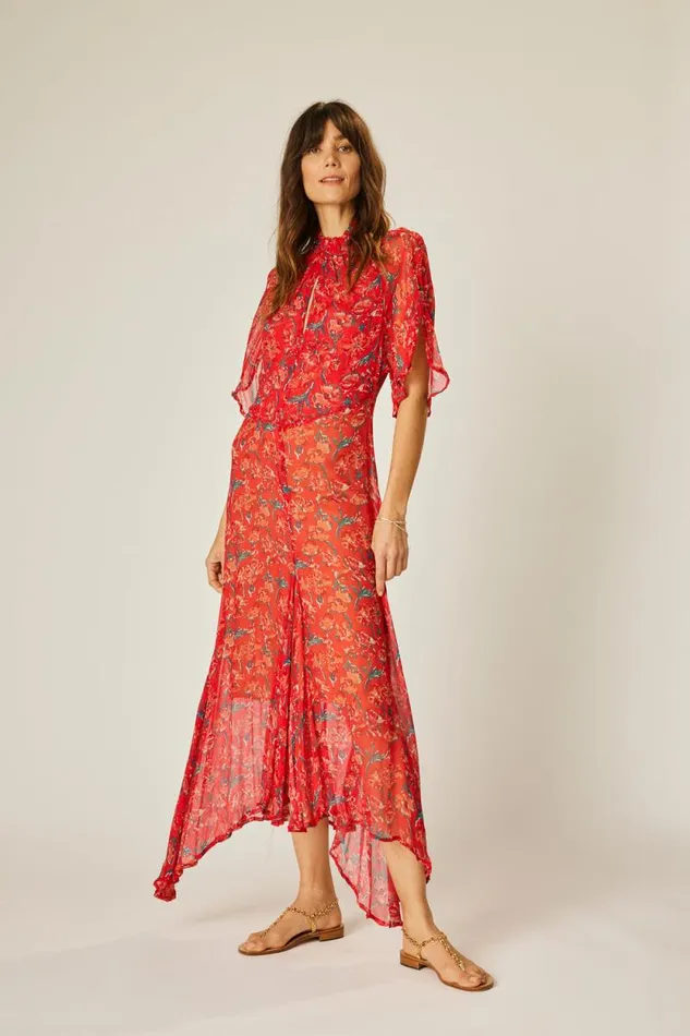 Dresses Shop Natalie Martin TIFFANY DRESS Chiffon Watercolor Vermil