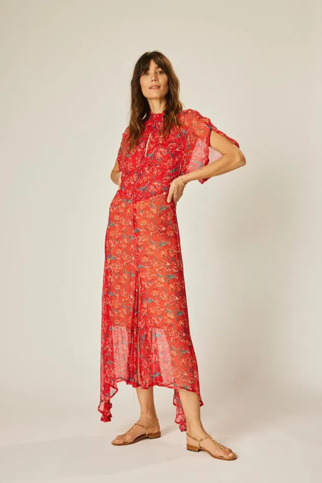 Dresses Shop Natalie Martin TIFFANY DRESS Chiffon Watercolor Vermil