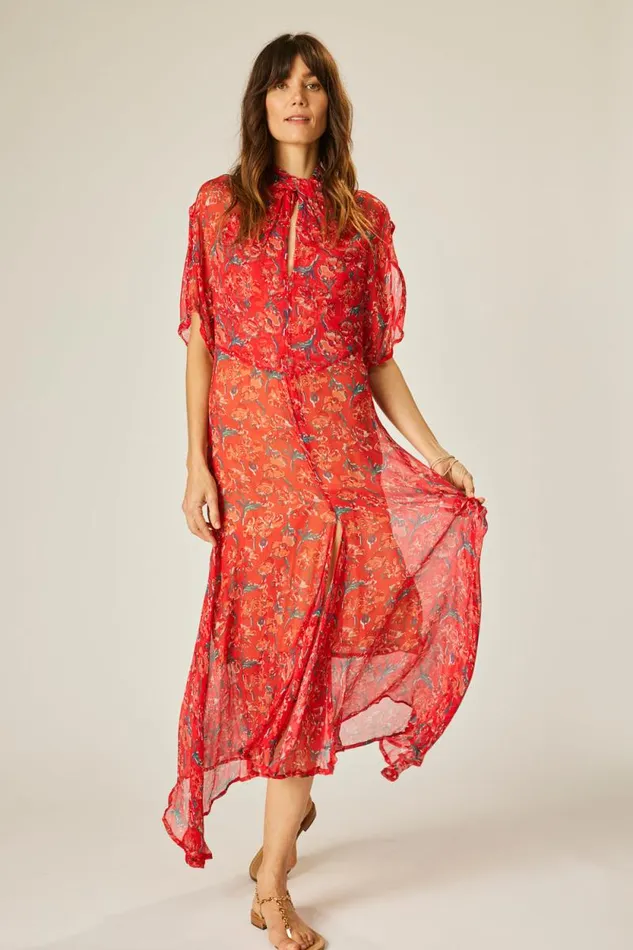 Dresses Shop Natalie Martin TIFFANY DRESS Chiffon Watercolor Vermil