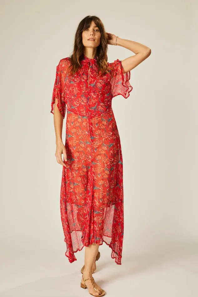 Dresses Shop Natalie Martin TIFFANY DRESS Chiffon Watercolor Vermil