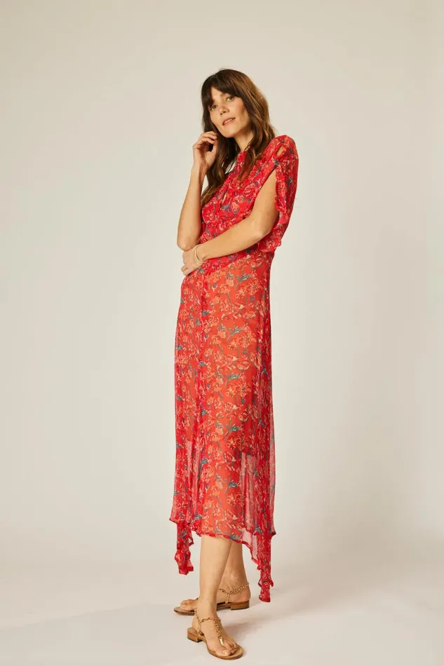 Dresses Shop Natalie Martin TIFFANY DRESS Chiffon Watercolor Vermil