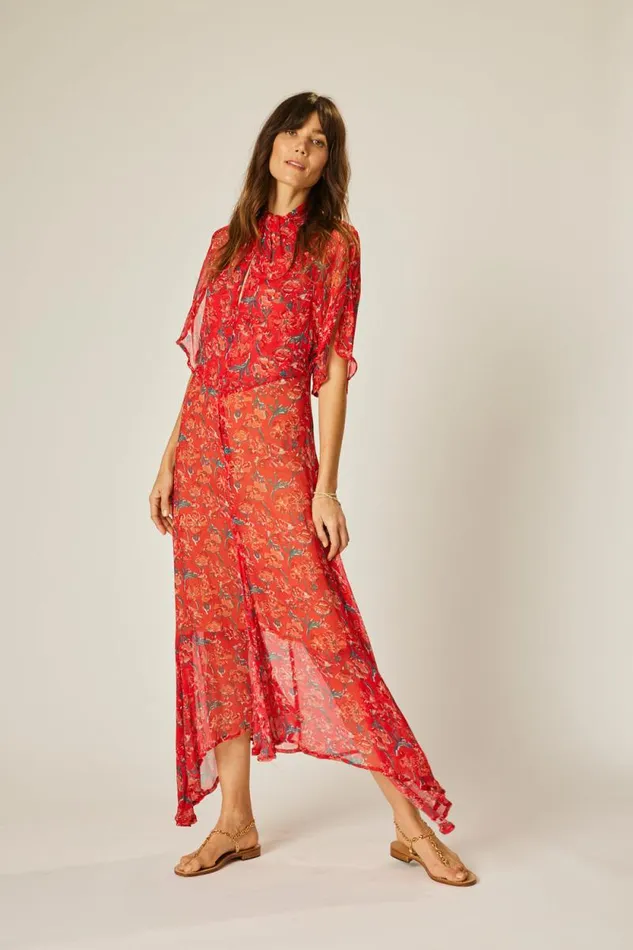 Dresses Shop Natalie Martin TIFFANY DRESS Chiffon Watercolor Vermil