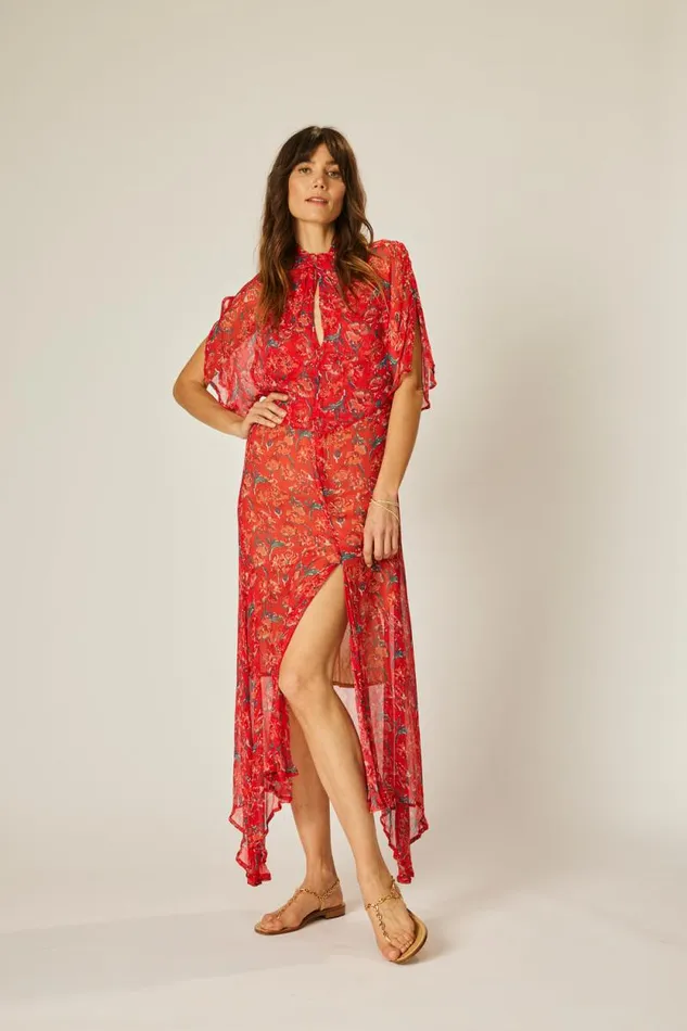 Dresses Shop Natalie Martin TIFFANY DRESS Chiffon Watercolor Vermil