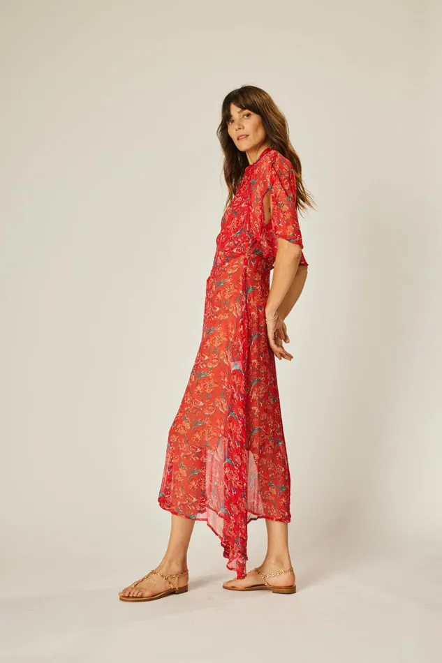 Dresses Shop Natalie Martin TIFFANY DRESS Chiffon Watercolor Vermil