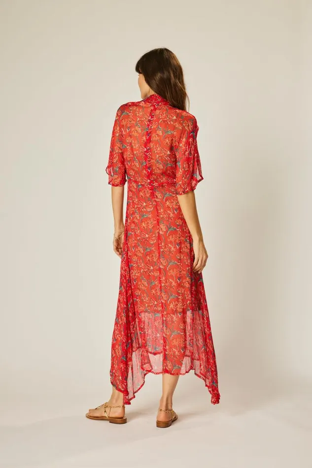 Dresses Shop Natalie Martin TIFFANY DRESS Chiffon Watercolor Vermil