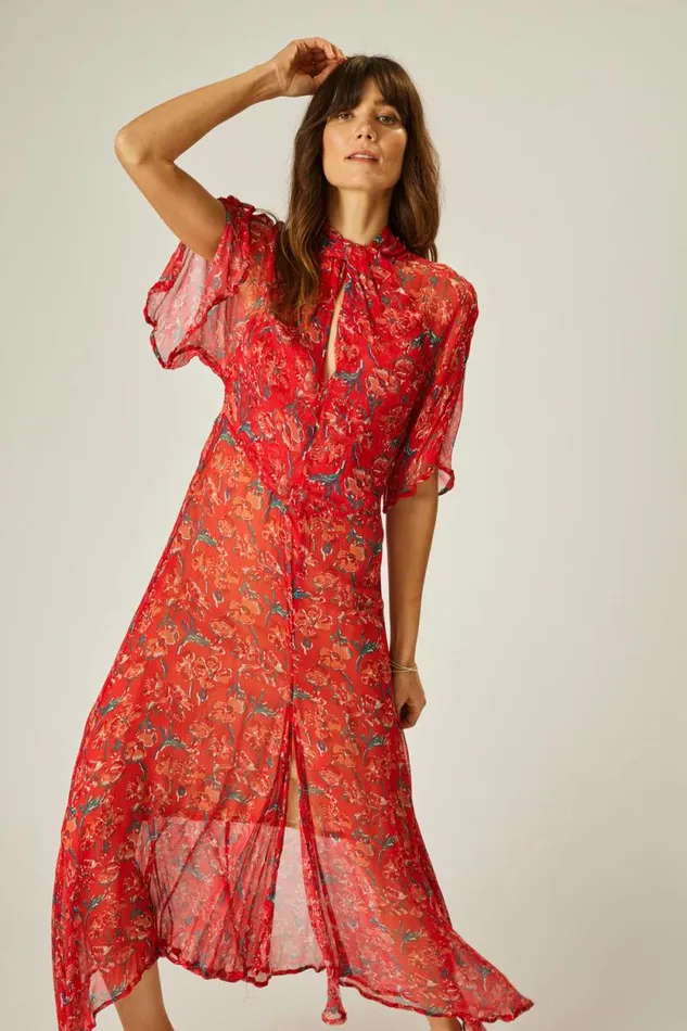 Dresses Shop Natalie Martin TIFFANY DRESS Chiffon Watercolor Vermil