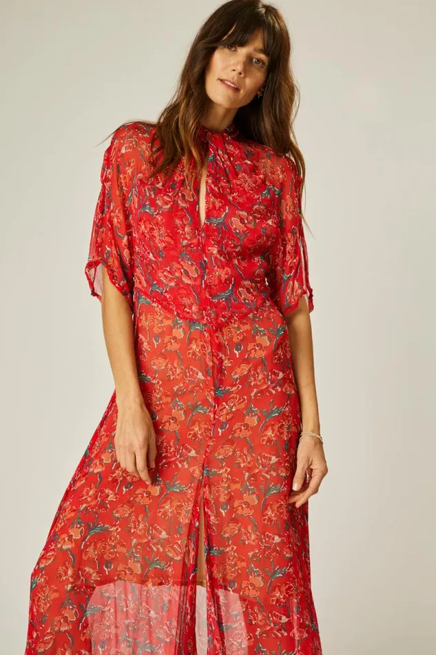 Dresses Shop Natalie Martin TIFFANY DRESS Chiffon Watercolor Vermil