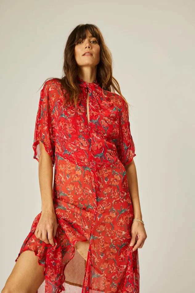 Dresses Shop Natalie Martin TIFFANY DRESS Chiffon Watercolor Vermil