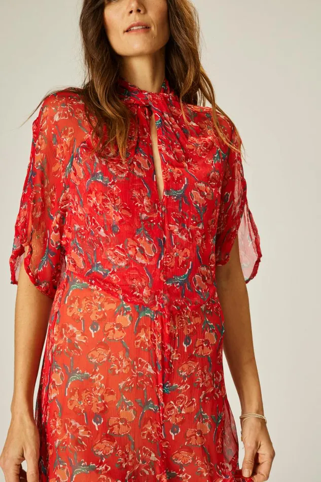 Dresses Shop Natalie Martin TIFFANY DRESS Chiffon Watercolor Vermil