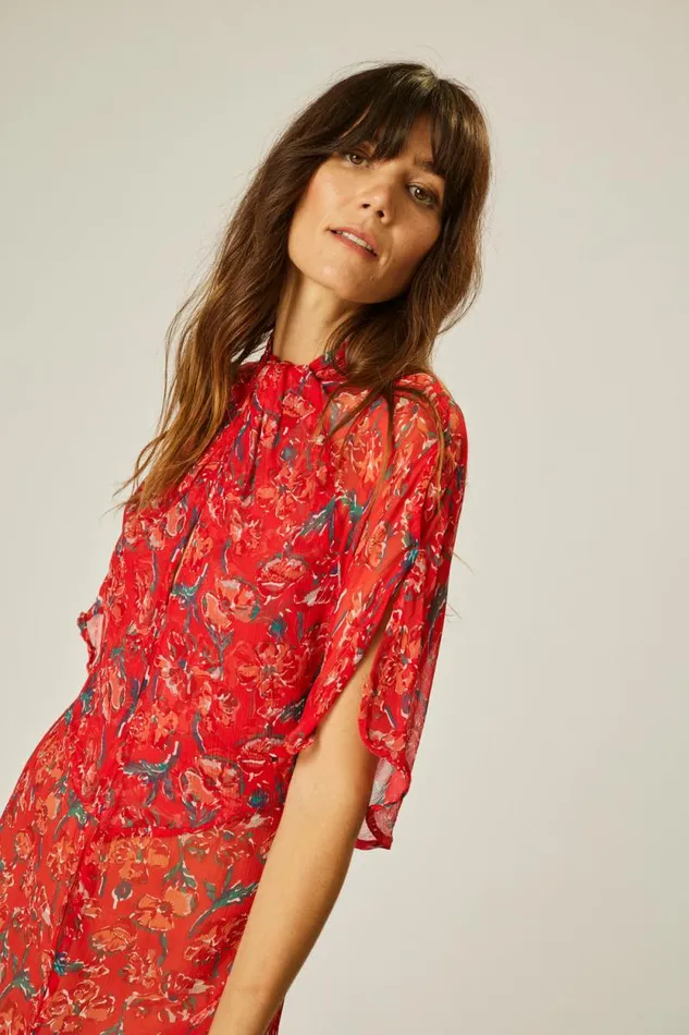 Dresses Shop Natalie Martin TIFFANY DRESS Chiffon Watercolor Vermil