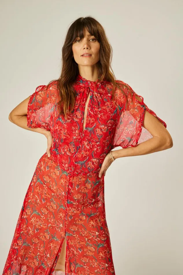 Dresses Shop Natalie Martin TIFFANY DRESS Chiffon Watercolor Vermil