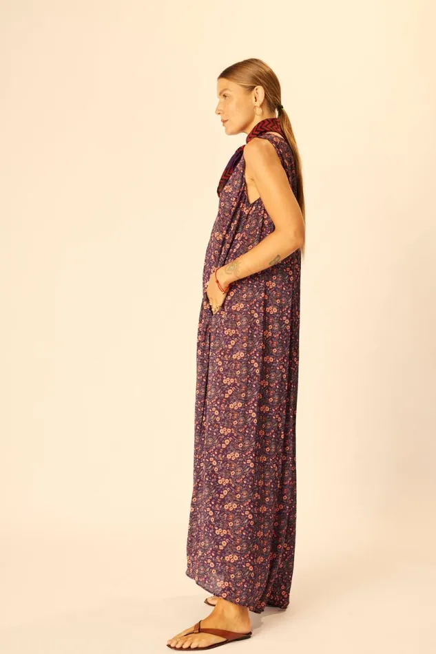 Dresses Shop Natalie Martin TOVA MAXI Petite Fleur Aubergine