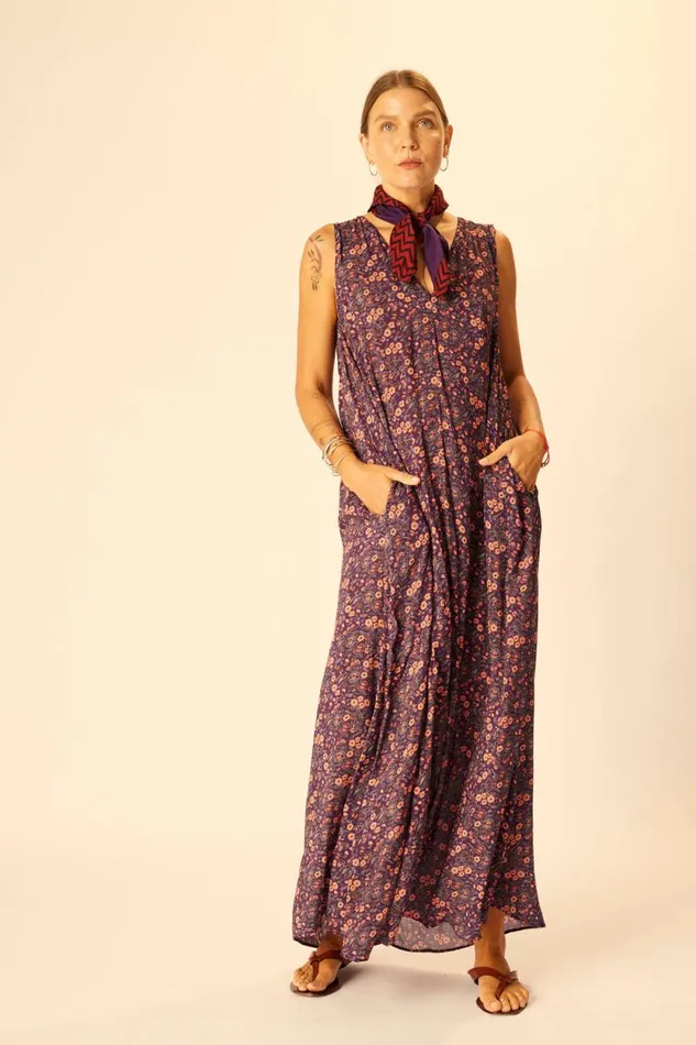 Dresses Shop Natalie Martin TOVA MAXI Petite Fleur Aubergine