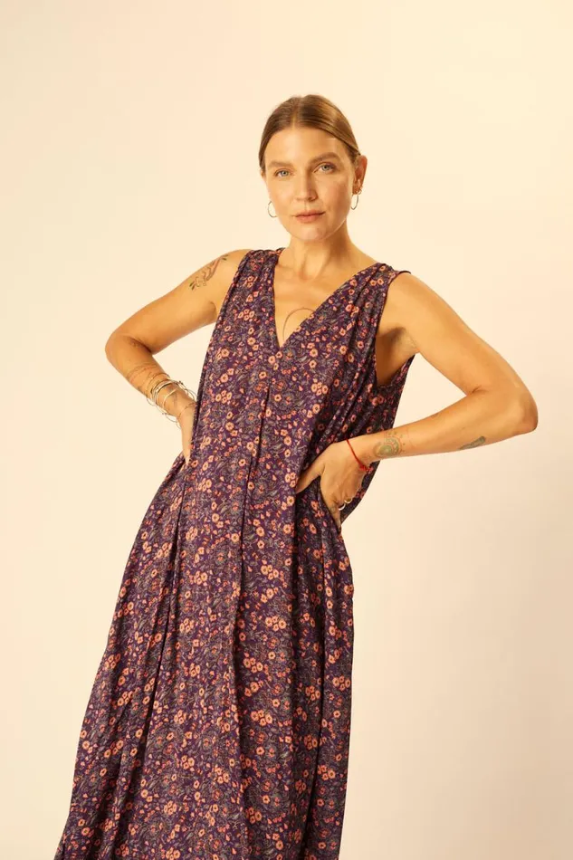 Dresses Shop Natalie Martin TOVA MAXI Petite Fleur Aubergine