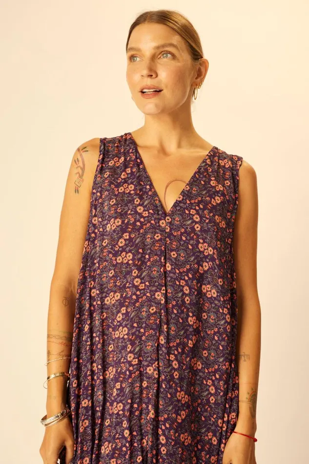 Dresses Shop Natalie Martin TOVA MAXI Petite Fleur Aubergine