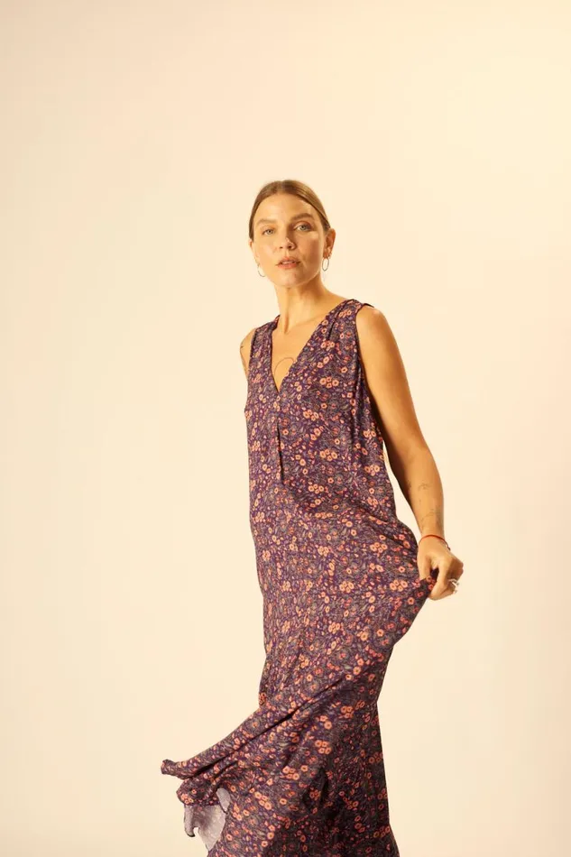 Dresses Shop Natalie Martin TOVA MAXI Petite Fleur Aubergine